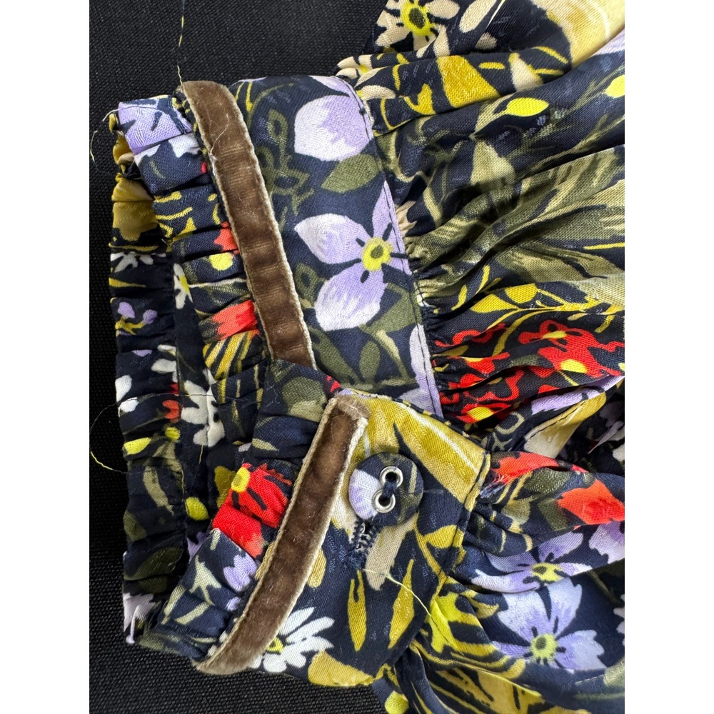 Per Una Navy Wild Garden Floral Shirt Dress Velvet Trim Belted Long Sleeve 10 - Picture 11 of 13